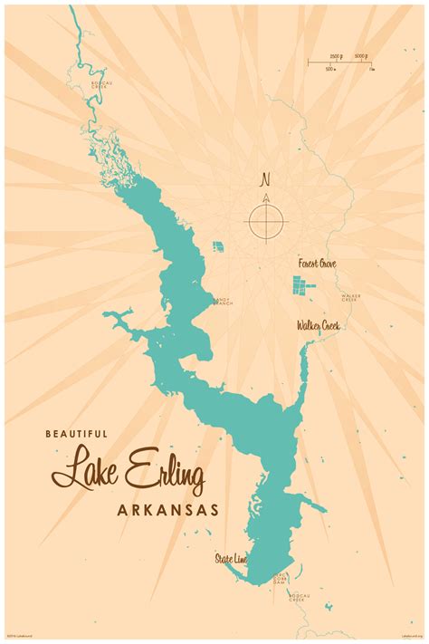 Lake Erling, AR Lake Map Wall Mural - Murals Your Way