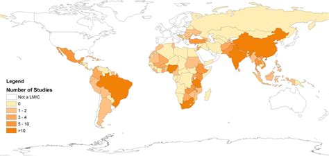 Number of studies from each low-income and middle-income country (LMIC). | Download Scientific ...