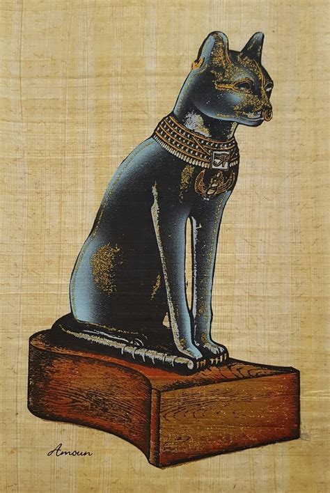 Bastet Egyptian Cat Goddess Original Egyptian Papyrus 30.40 | Egyptian ...