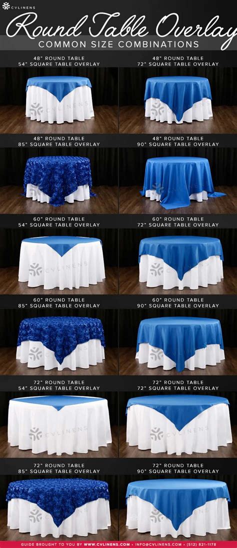 CV Linens Round Table Overlay Common Size Combinations by Kristy Johns - Issuu