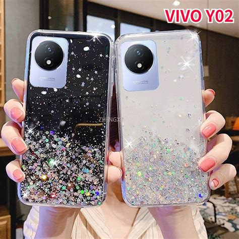 Casing For VIVO Y02 2022 Y02A Y02T Phone Case Luxury Gradient Glitter Star Cover For VIVOY02 Y ...