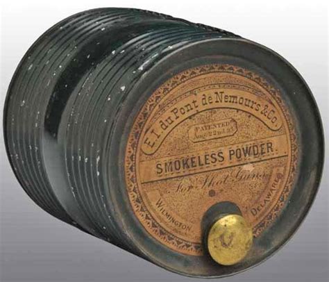 Tin-Gunpowder; DuPont, Smokeless Powder for Shot Guns, Barrel Can, 1 lb.