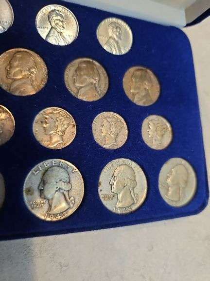 WWII World War 2 Two Coinage Collection Mercury Head Dimes Silver Quarters Steel Pennies ...