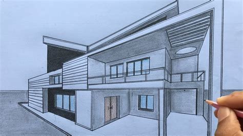 How to Draw using Two-Point Perspective: Draw a House Step by Step | Architecture design drawing ...