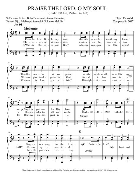 PRAISE THE LORD, O MY SOUL Sheet music for Piano (Solo) | Musescore.com