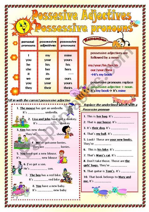 Possessive Adjectives Pronouns Worksheet Adjectiveworksheets Net | The Best Porn Website