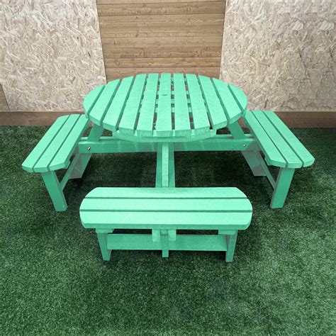 Green Recycled Plastic Composite Winchester Round Picnic Table ...