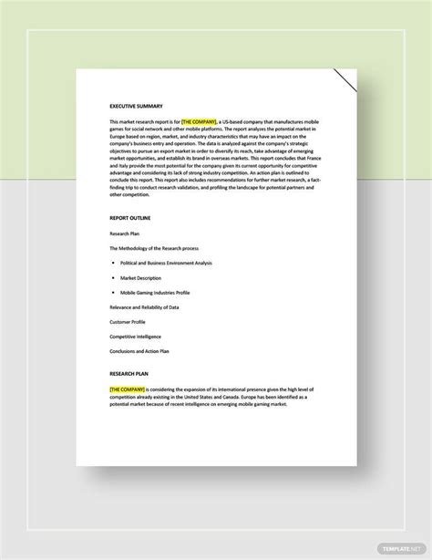 Market Research Report Template - Google Docs, Word, Apple Pages ...