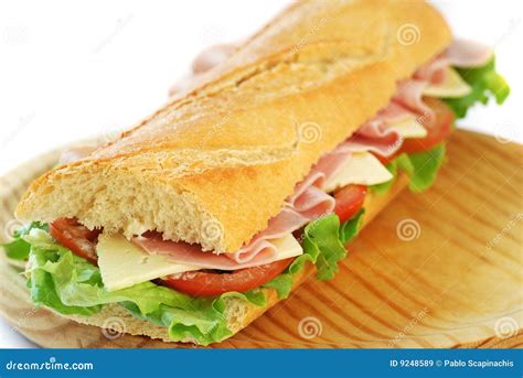 Baguette Sandwich With Ham And Cheese Stock Image - Image of objects, meat: 9248589