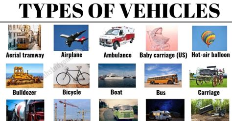 Types of Vehicles: List 30+ Vehicle Names with Examples and ESL Images - English Study Online