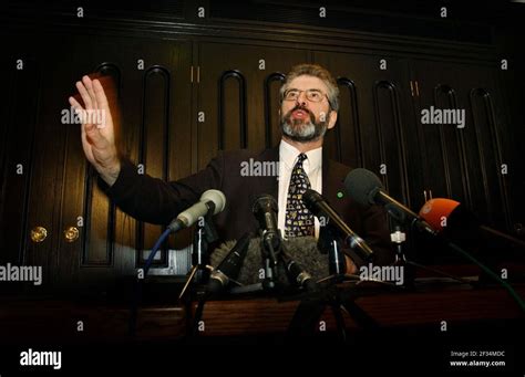 GERRY ADAMS AT A WESTMINSTER PRESS CONFERENCE ON ARMS DECOMMISSIONING ...