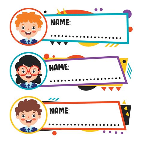 Name Tags For School Children 2394354 Vector Art at Vecteezy