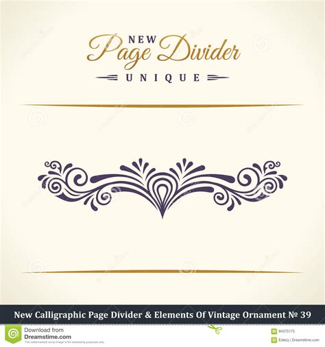 New Calligraphic Page Dividers and Elements of Vintage Ornaments Stock Vector - Illustration of ...