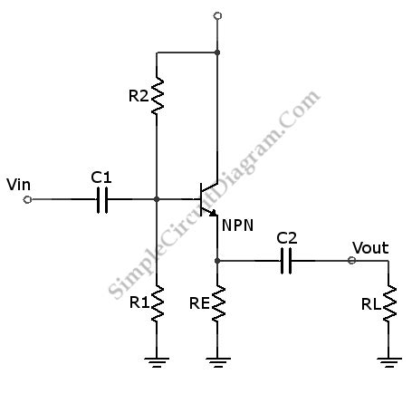 NPN Transistor Common Collector Amplifier – Simple Circuit Diagram