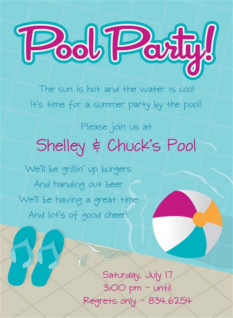 Pool Party Free Online Invitations | Pool party invitations, Birthday party invitation wording ...