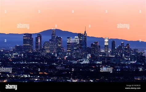 Downtown Los Angeles skyline at sunrise Stock Photo - Alamy