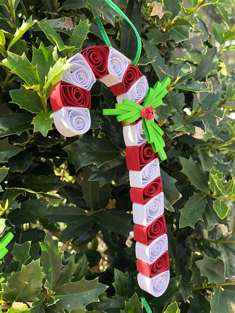 Candy Cane Ornament Handmade Ornament Quilled Paper Art | Etsy