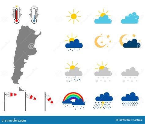 Map Of Argentina With Weather Symbols Cartoon Vector | CartoonDealer ...