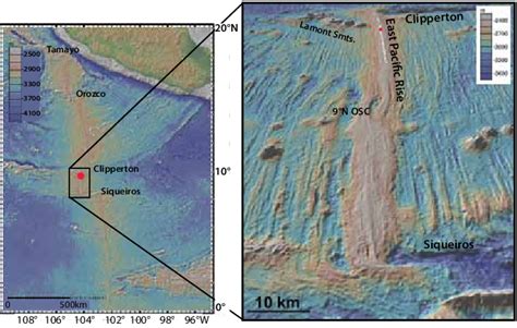 (left) Bathymetry of the east pacific rise (epr) based on data ...