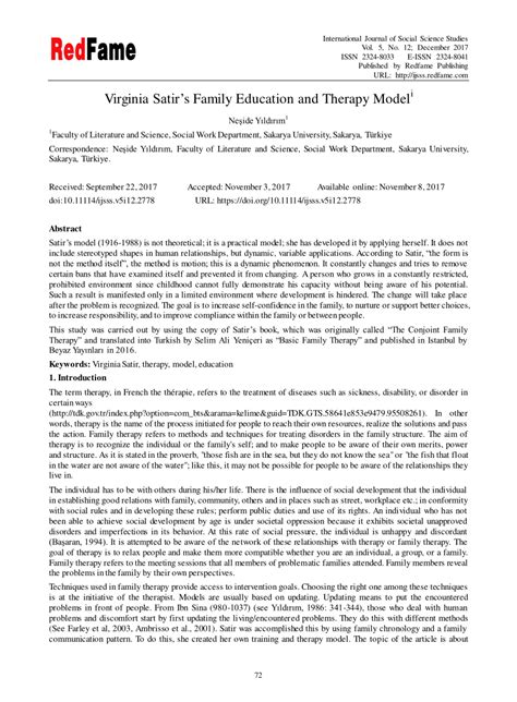 (PDF) Virginia Satir’s Family Education and Therapy Model