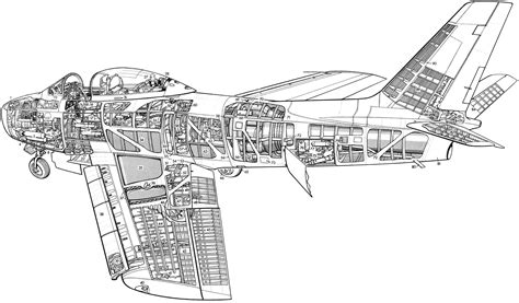 North American F-86 Sabre Cutaway Drawing in High quality