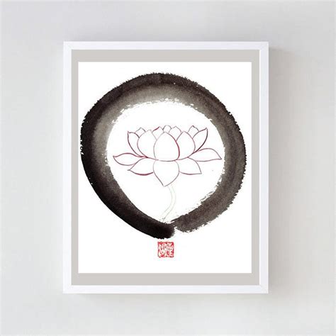 Enso Lotus Flower Calligraphy Zen Brush Hand-painted Sumi E - Etsy