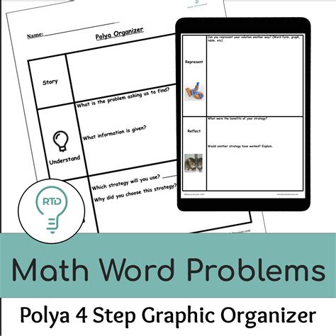 Word Problem Solving Activity | Polya 4 Step Graphic Organizer