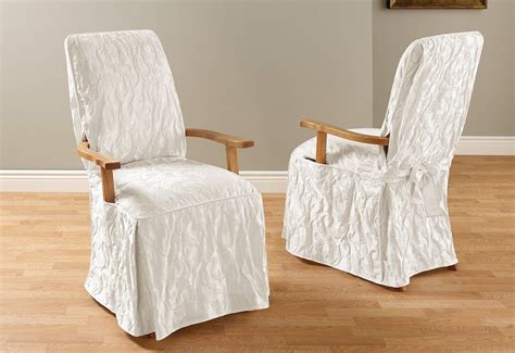 Matelasse Damask Arm Long Dining Chair Slipcover – SureFit