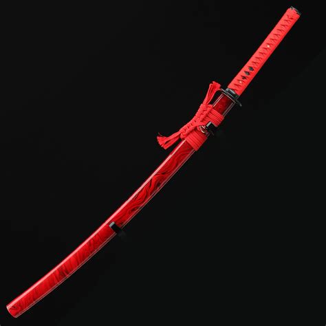 Red Katana | Handmade Japanese Samurai Sword Spring Steel With Red Blade And Scabbard - TrueKatana