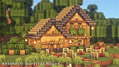 Minecraft | How to Build an Aesthetic Survival House | Tutorial - YouTube