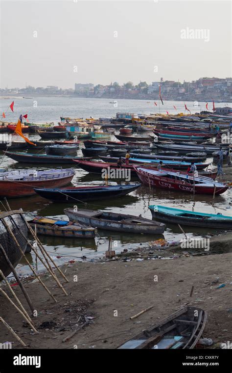 Boats on the River Ganges in Varanasi Stock Photo - Alamy