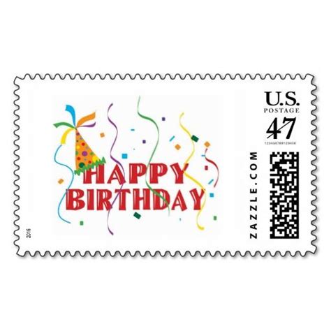 a postage stamp with the words happy birthday on it