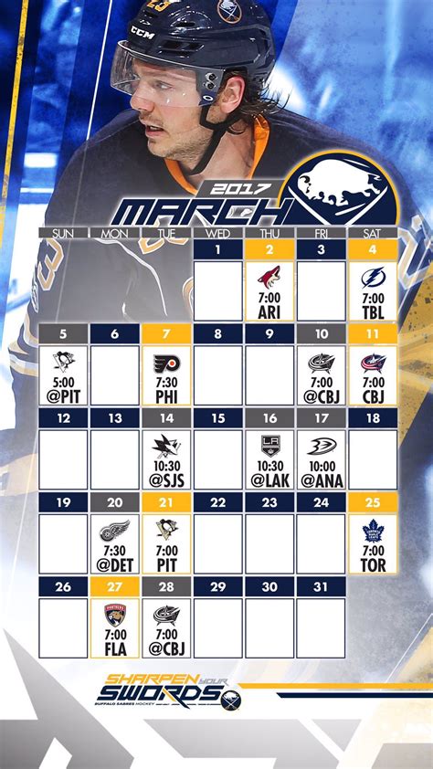 Buffalo Sabres Printable Schedule Pdf