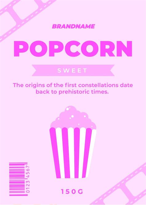 Edit this Flat Hand-drawn Different Flavors Popcorn Label template for free