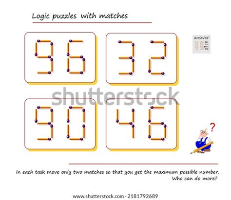 Logic Puzzle Game Matches Each Task Stock Vector (Royalty Free ...