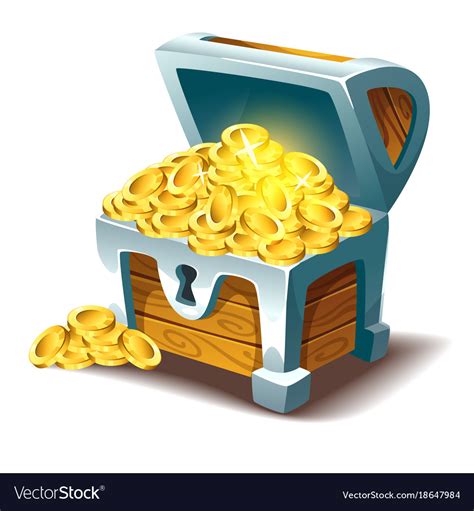 Treasure chest with gold Royalty Free Vector Image