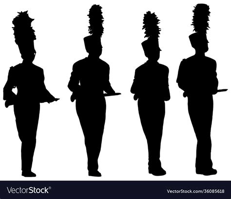 Marching band silhouettes Royalty Free Vector Image