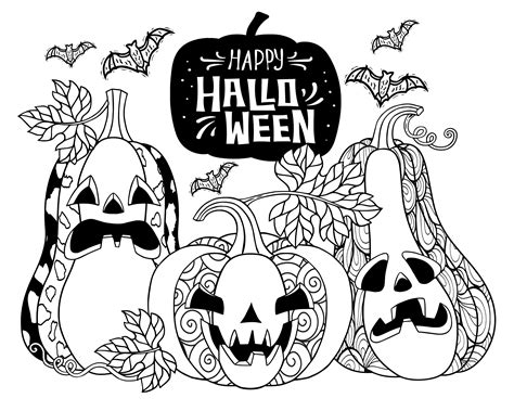 Halloween Coloring Pages for Adults. Witch Spooky Pumpkin Ghost Coloring 5 Page Bundle ...