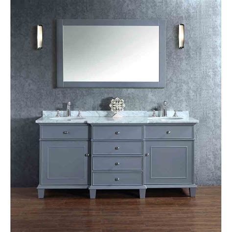 Stufurhome Cadence Grey 72" Double Sink Bathroom Vanity with Mirror ...