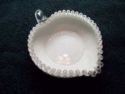 Fenton Silver Crest Milk Glass Heart shaped candy bon bon dish -- Antique Price Guide Details Page