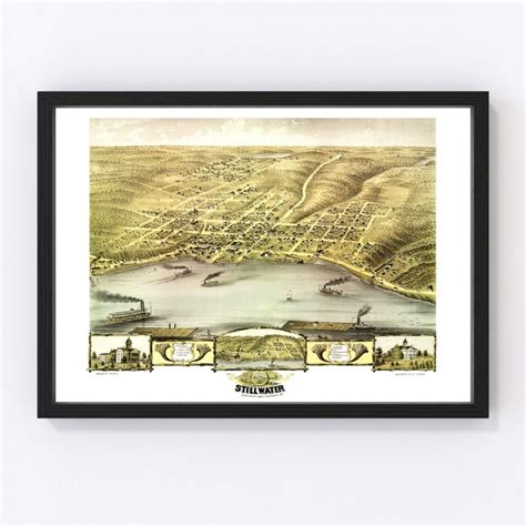 Vintage Map of Stillwater, Minnesota 1870 by Ted's Vintage Art