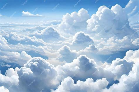 Premium Photo | Aerial view of beautiful white fluffy clouds in the blue sky