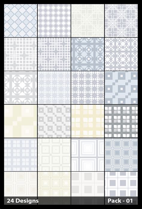 24 White Seamless Square Pattern Vector Pack 01