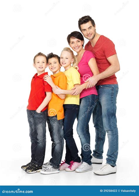 Happy Family With Three Children Standing Together Stock Photography - Image: 29258422