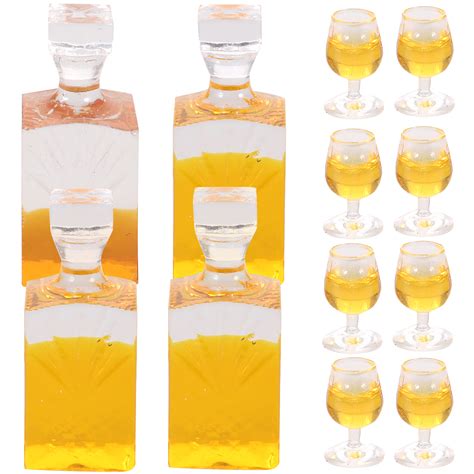 4 Sets Mini Liquor Bottles Craft Miniature Pretend Kitchen Decor Kids ...