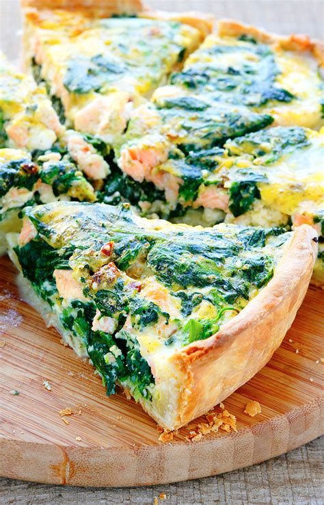 Crab and spinach quiche baked in an oven. Very delicious! When I have a ...