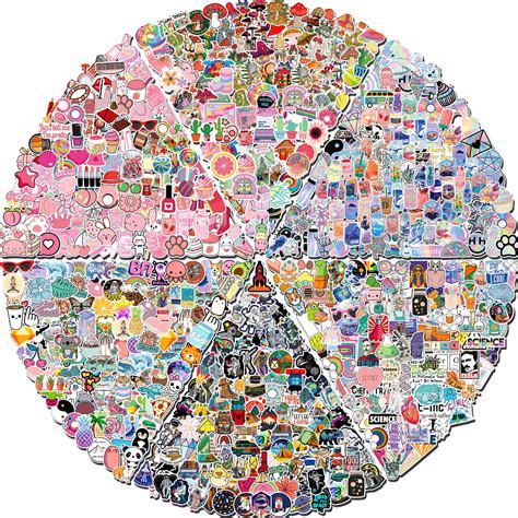 Arme 600 PCS Stickers Pack?Cute Colorful Waterproof Stickers?Vinyl Art ...