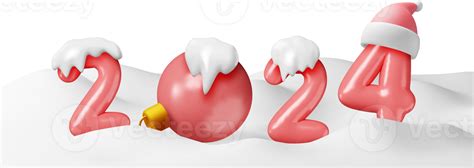 3d Red Balloon 2024 New Year Symbol in Snow 35709802 PNG