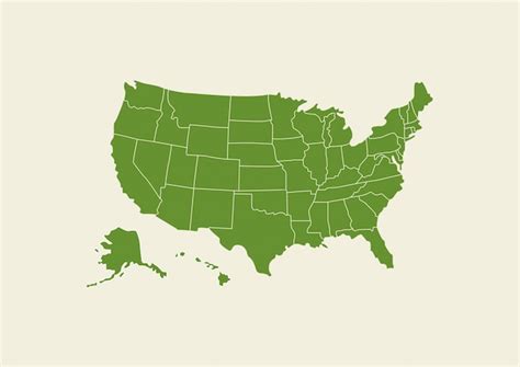 Usa map green isolated on white background | Premium Vector