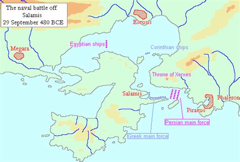 Map of the naval battle of Salamis - Livius